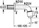 Diagramm eines gebogenen Wasseranschlusses mit geschnittenen Abmessungen, G1/2 Gewinde, und verschiedenen Durchmessern, typisch für HANSA-Installationen.
